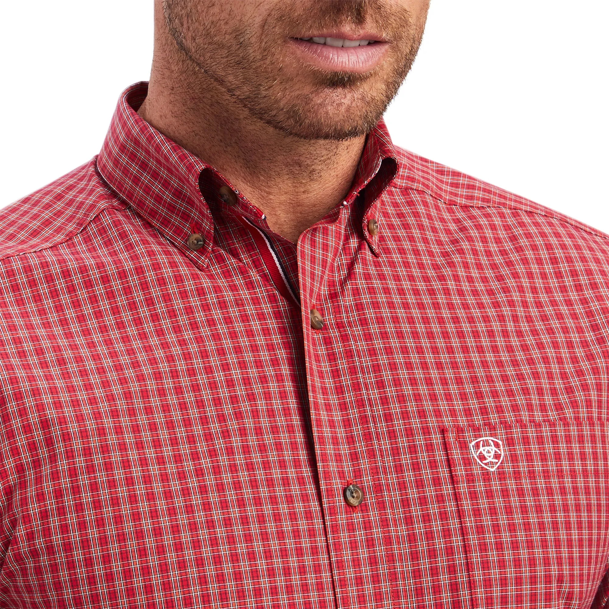 10041564 Ariat Men's Pro Series Norwell fitted LS Shirt Tango red