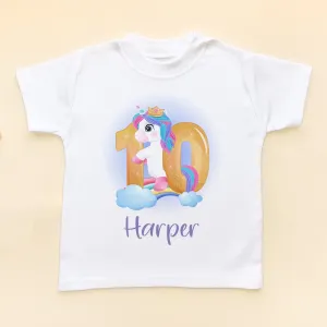 10th Birthday Unicorn Personalised Kids T Shirt