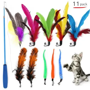 11pcs Replacement Cat Feather Toy Set
