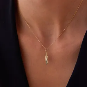 14k Gold Bird Feather Necklace