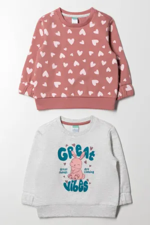 2 Pack Great Vibes Tracktops Grey And Pink