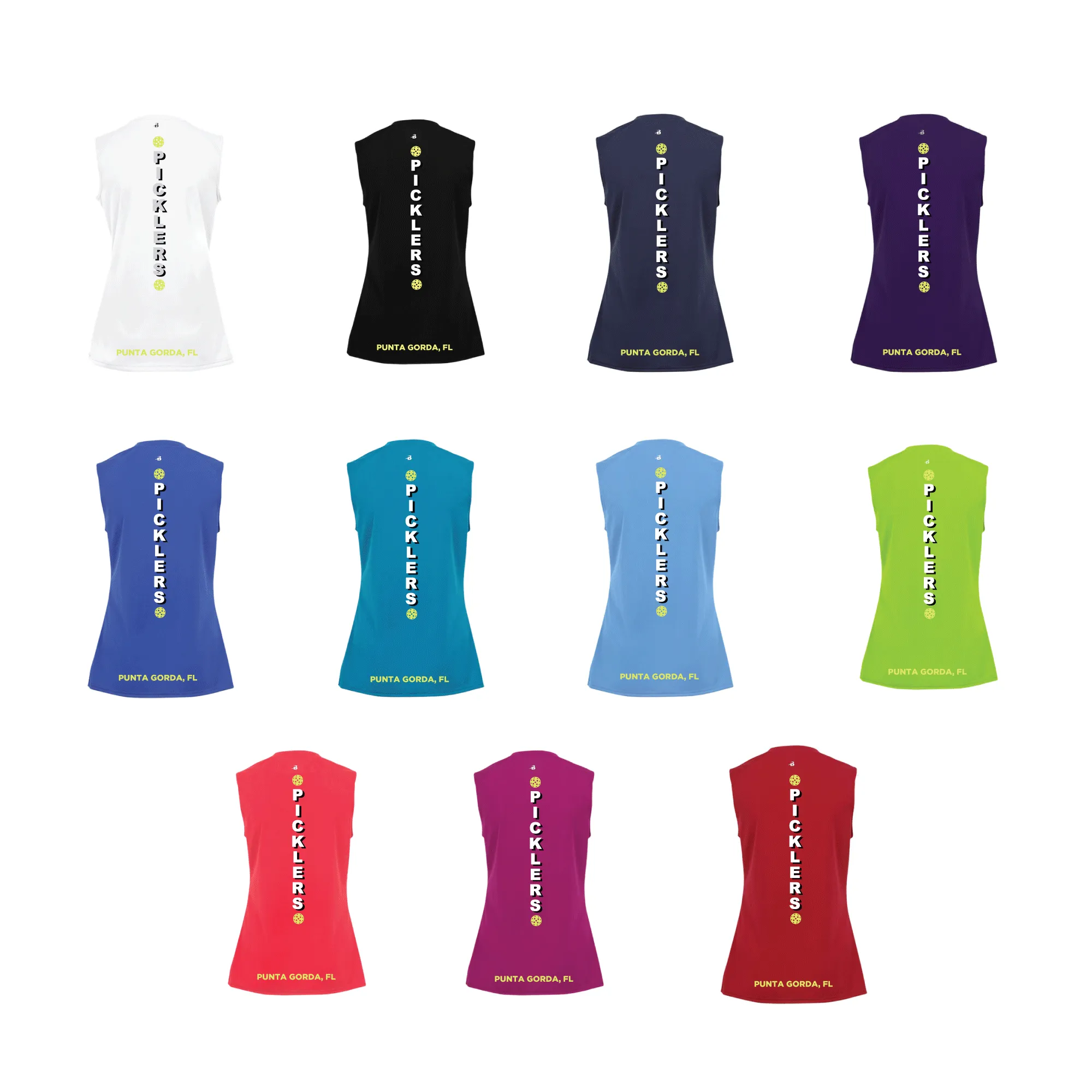2024 Peace River Picklers Pickleball Ladies Performance Sleeveless Tank - Design 4