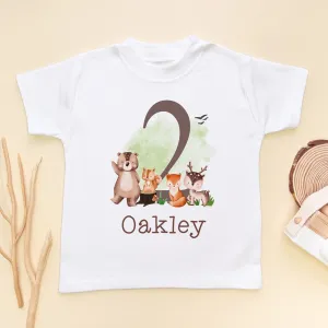 2nd Birthday Forest Animals Personalised T Shirt