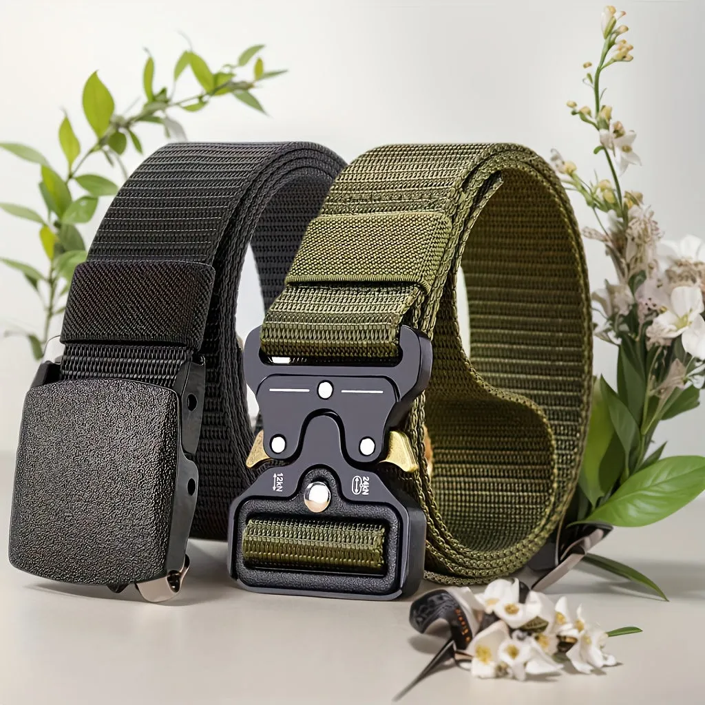 2pcs Tactical Belts with Quick Release Buckles Durable Nylon Stylish & Versatile