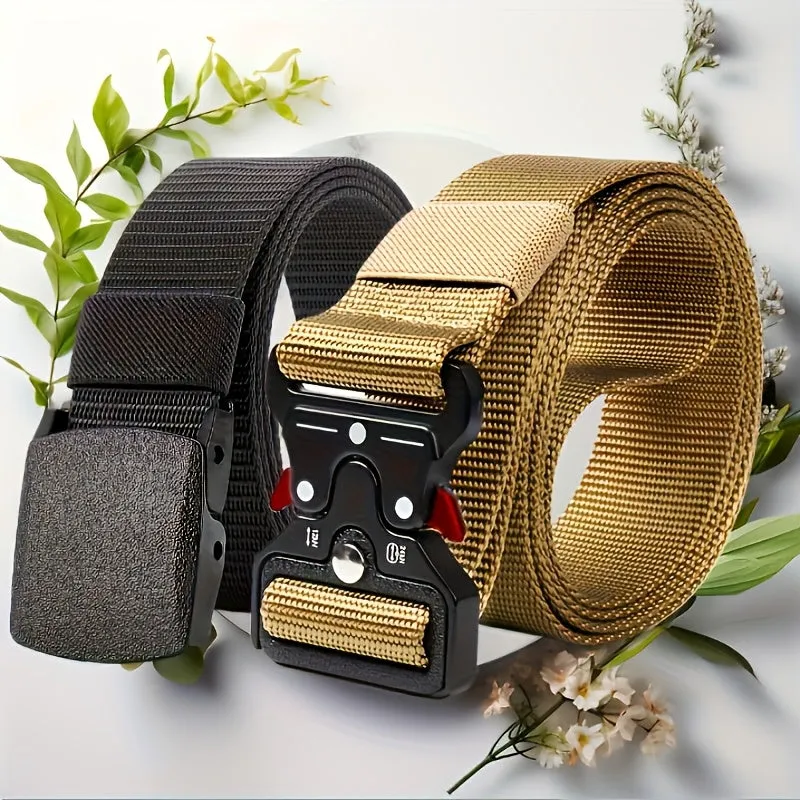 2pcs Tactical Belts with Quick Release Buckles Durable Nylon Stylish & Versatile