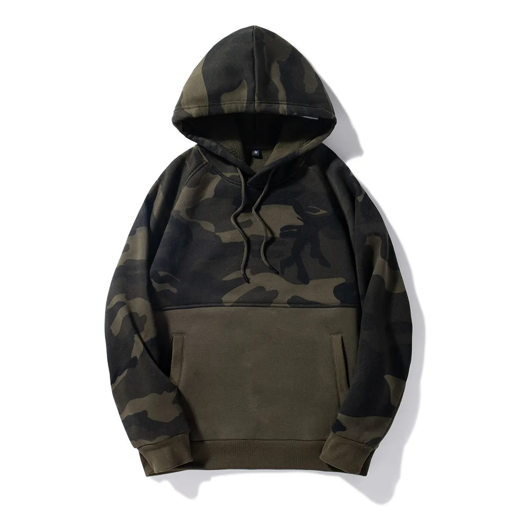 30 Pieces) Men Casual Camouflage Print Pocket Hoodies