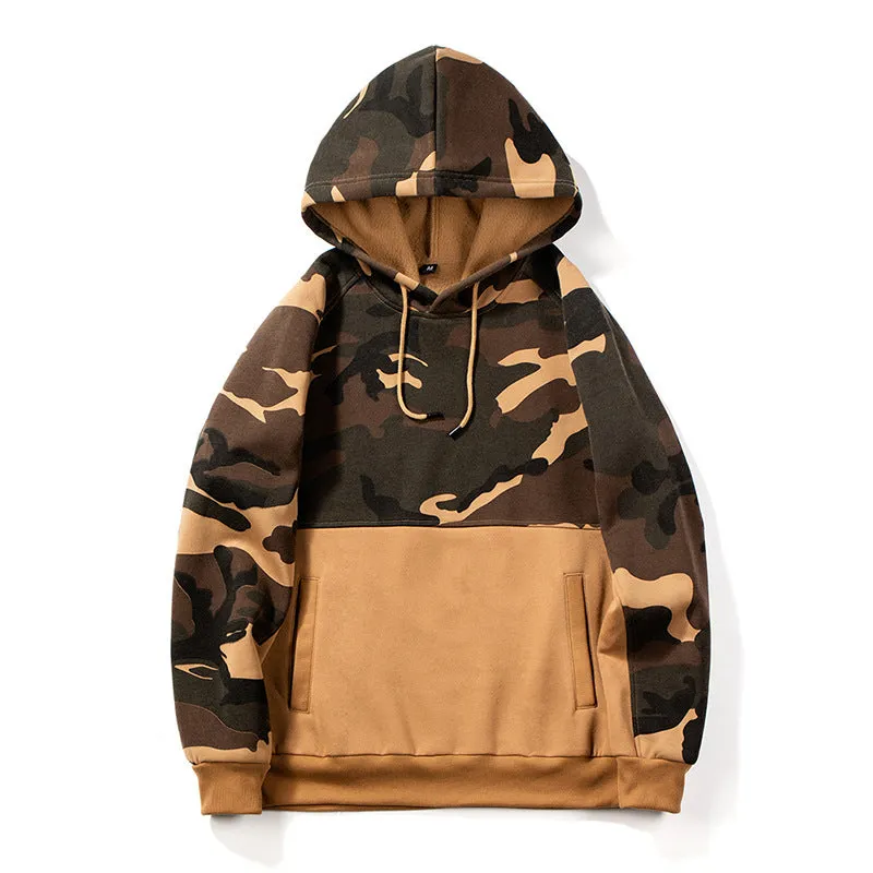 30 Pieces) Men Casual Camouflage Print Pocket Hoodies