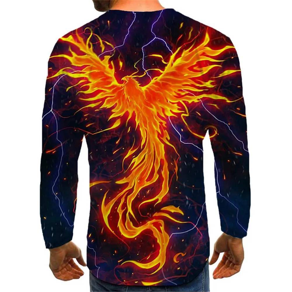 3D Graphic Printed Long Sleeve Shirts The Phoenix