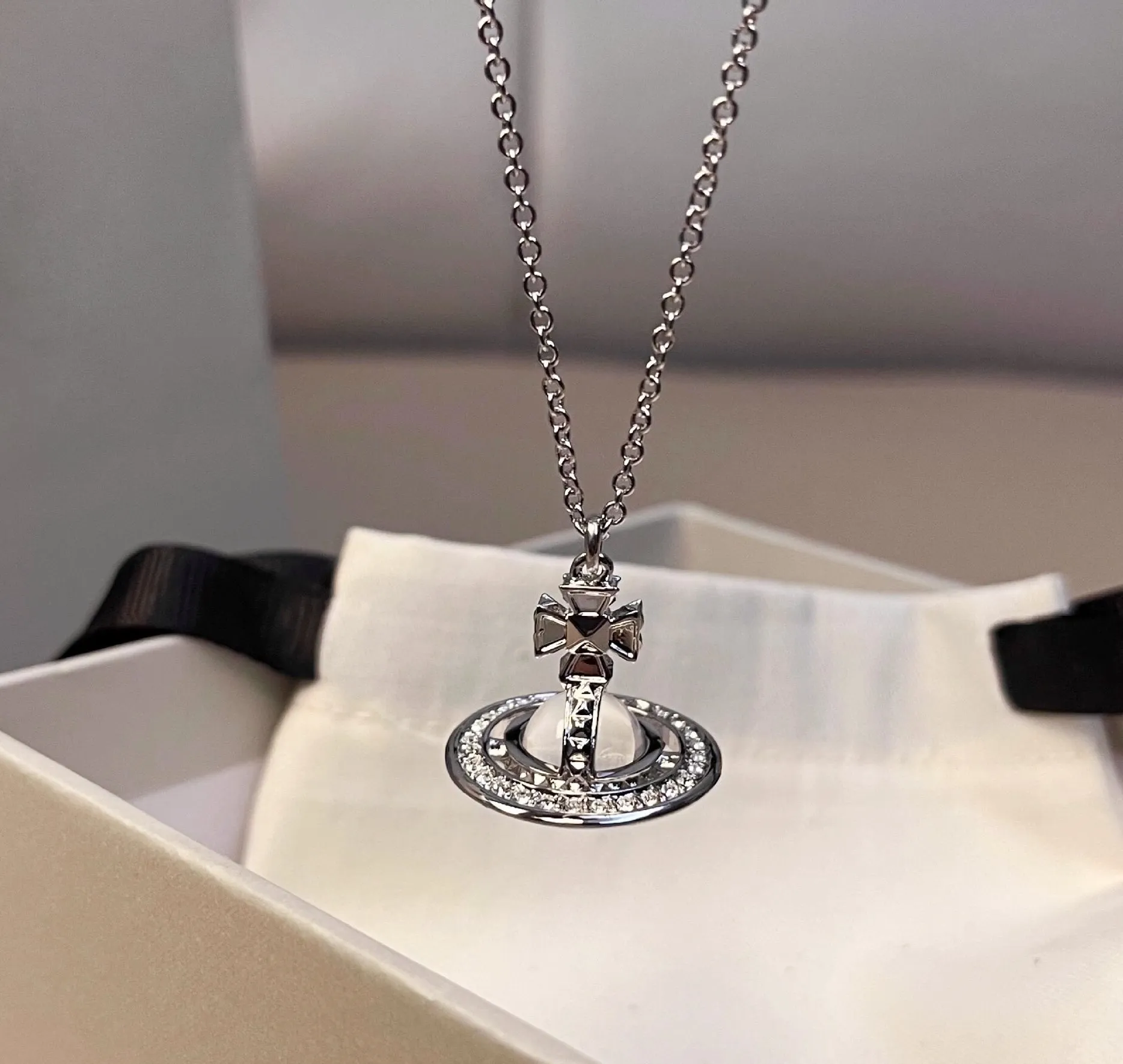 3D Saturn Necklace