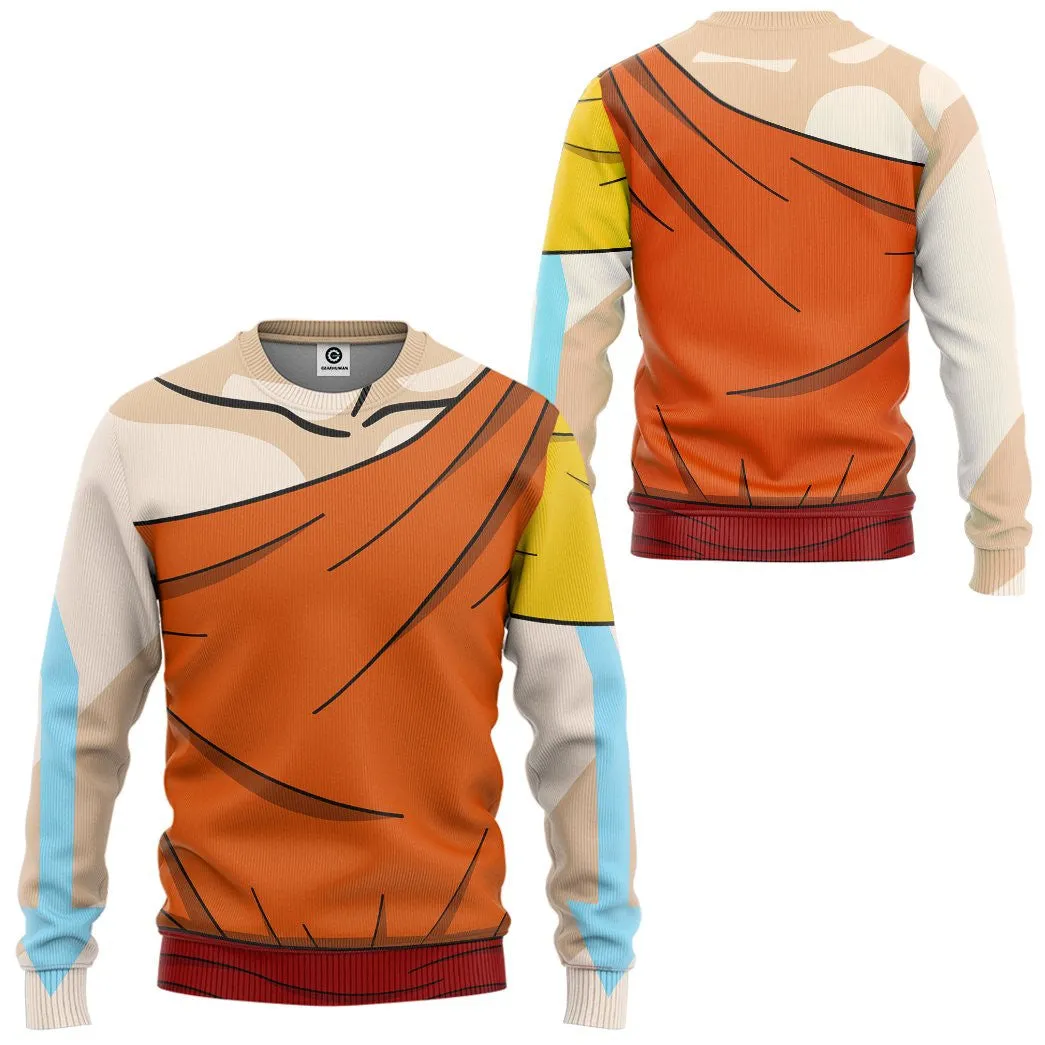 3D The Last Airbender Aang Outfit TZip Hoodies Tshirt SweatShirt Hoodie QT308931