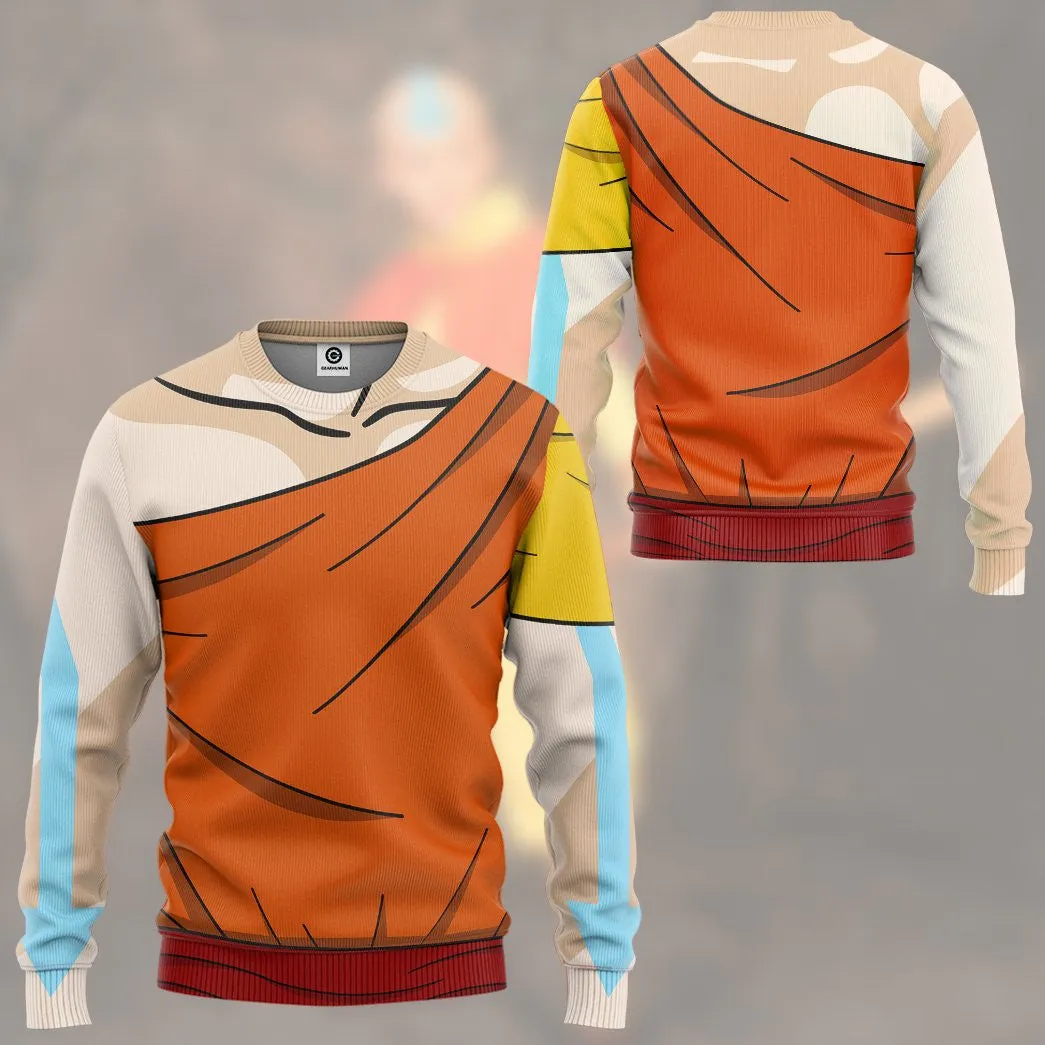 3D The Last Airbender Aang Outfit TZip Hoodies Tshirt SweatShirt Hoodie QT308931