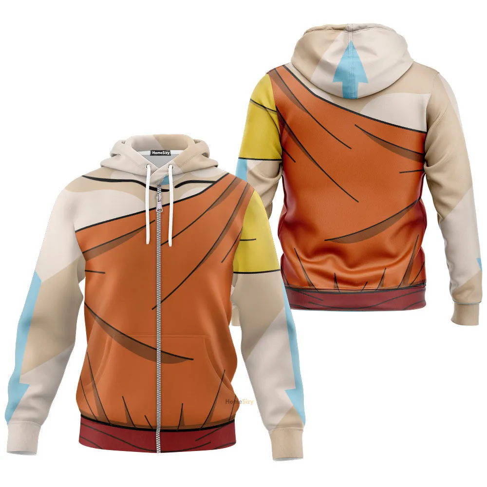 3D The Last Airbender Aang Outfit TZip Hoodies Tshirt SweatShirt Hoodie QT308931