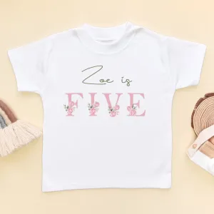 5th Birthday Floral Theme Personalised T Shirt