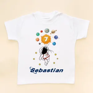 7th Birthday Astronaut Solar System Personalised T Shirt
