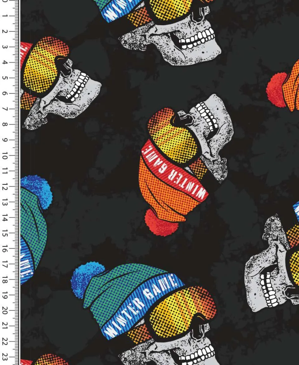 85CM REMNANT BLACK SKULLS ALPINE FLEECE