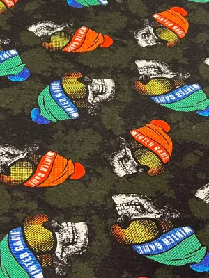 85CM REMNANT BLACK SKULLS ALPINE FLEECE