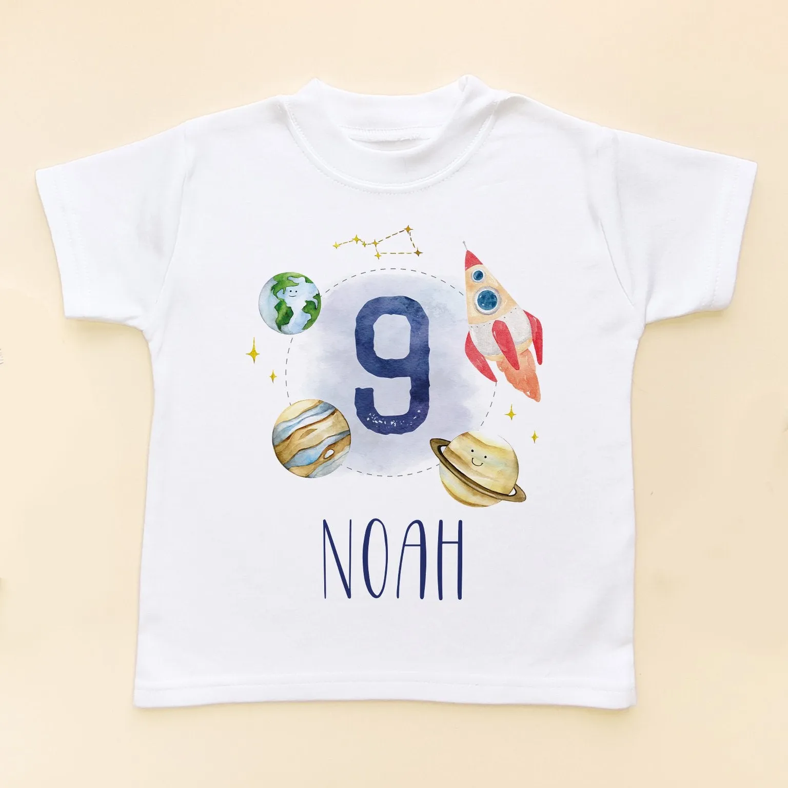 9th Birthday Galaxy Space Personalised T Shirt