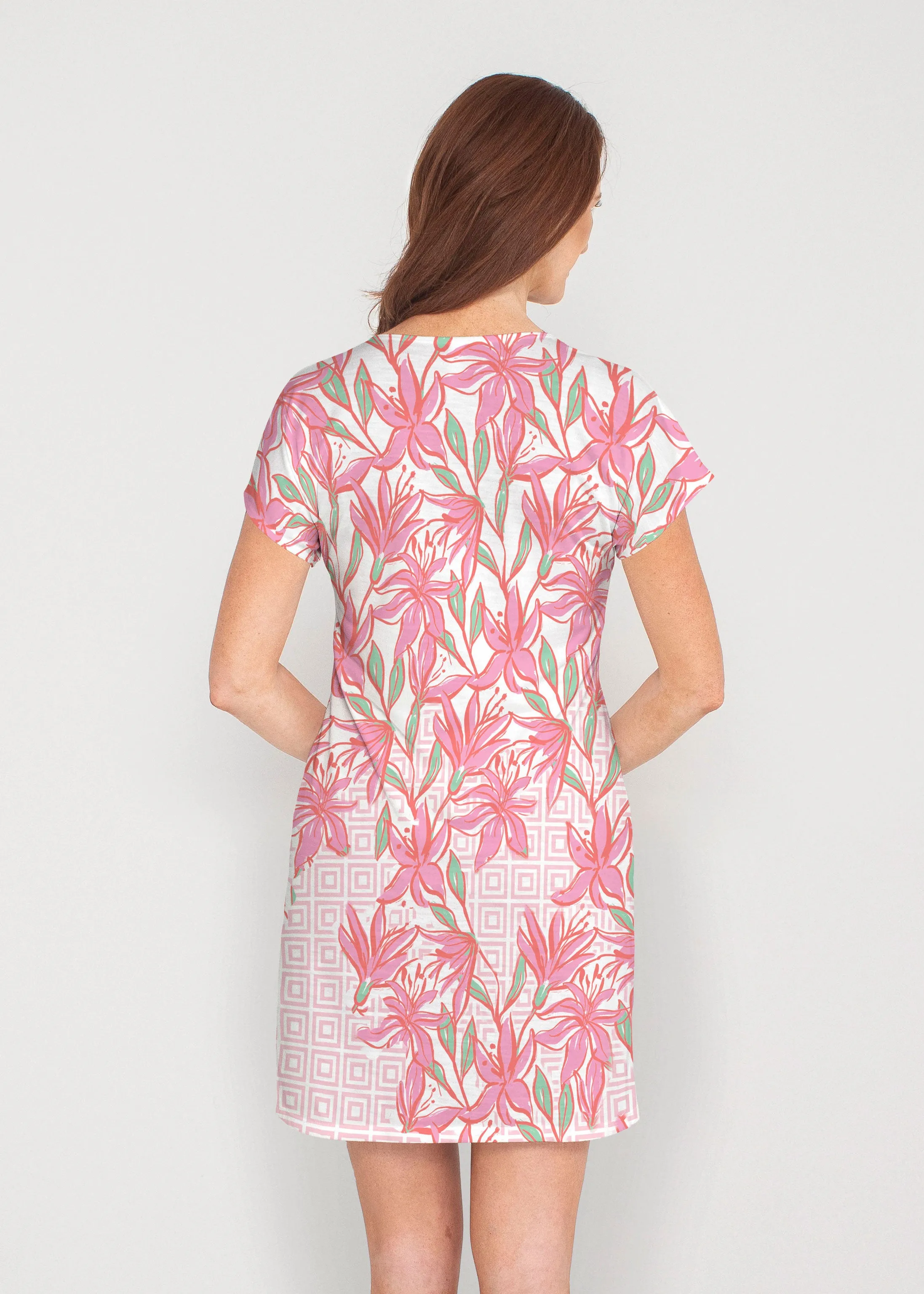 A lot of Lillies (8088) ~ French Terry Short Sleeve Crew Dress