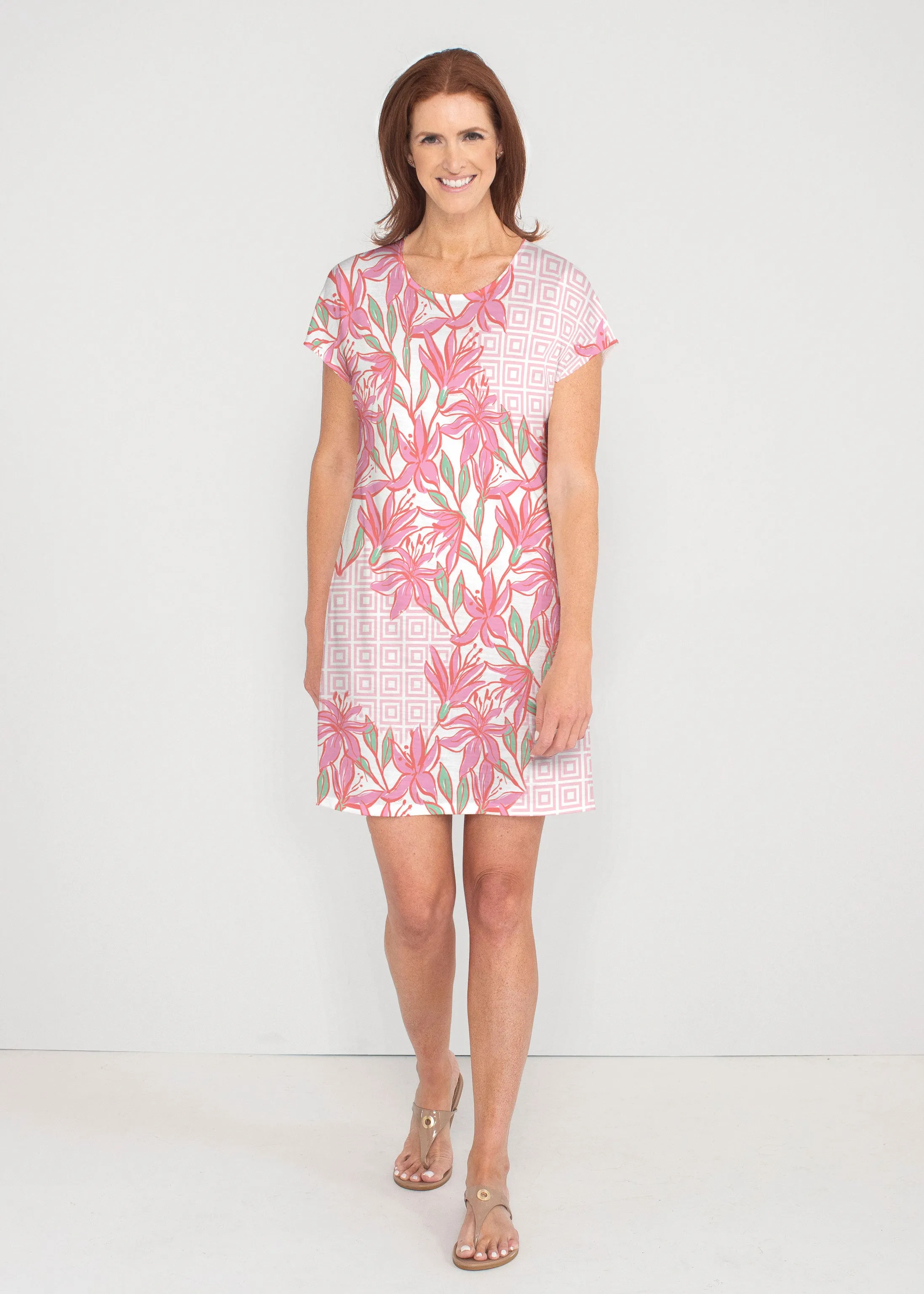 A lot of Lillies (8088) ~ French Terry Short Sleeve Crew Dress