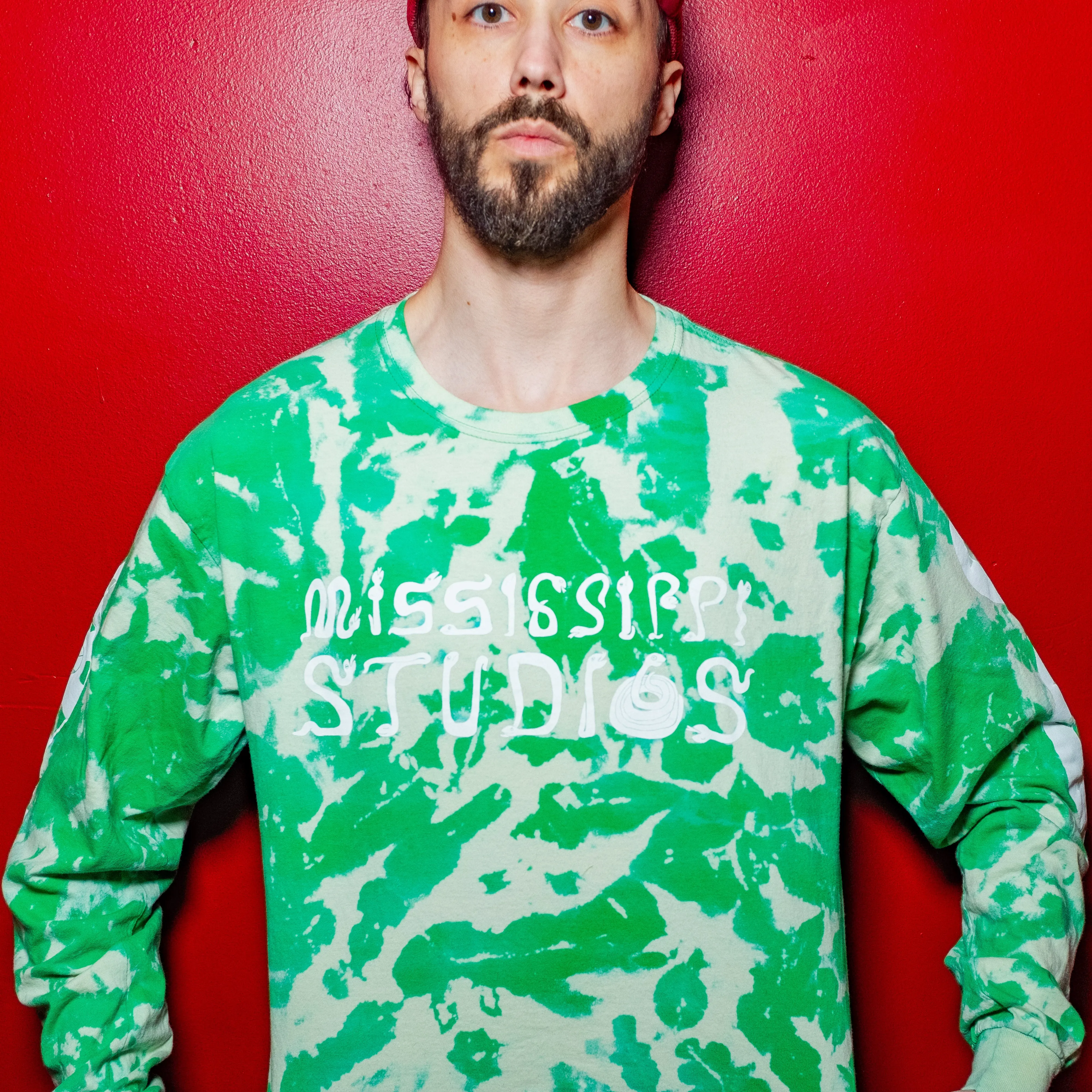 Acid Wash GREEN Mississippi Studios Long Sleeve Snake T-Shirt