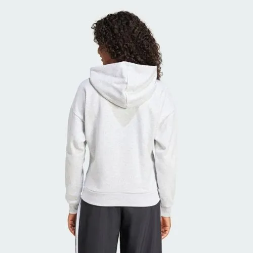 Adidas Womens Small Logo Feel Cozy Hoodie Light Grey Heather/White