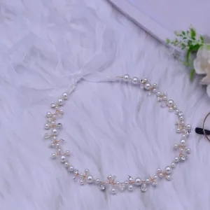 Adjustable Faux Pearl Belt with Rhinestone Accents Large Size for Women