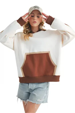 Aemi   Co Color Block Kangaroo Pocketed Hoodie