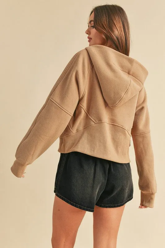 Aemi   Co Half Zip Raglan Sleeve Hoodie with Kangaroo Pocket