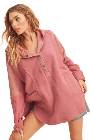 Aemi   Co Slit Half Snap Oversize Hoodie