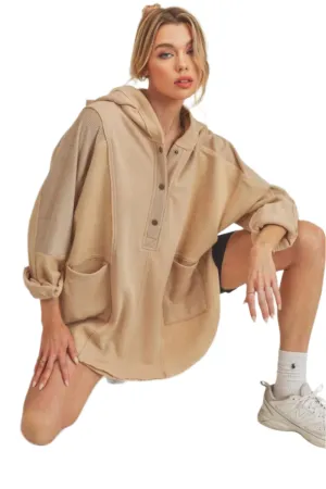 Aemi Co Slit Half Snap Oversize Hoodie