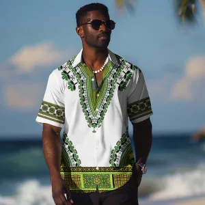Africa Hawaiian Shirt African Dashiki Royal Green Version LT14