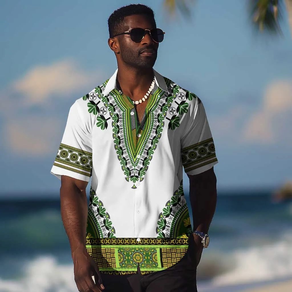 Africa Hawaiian Shirt African Dashiki Royal Green Version LT14