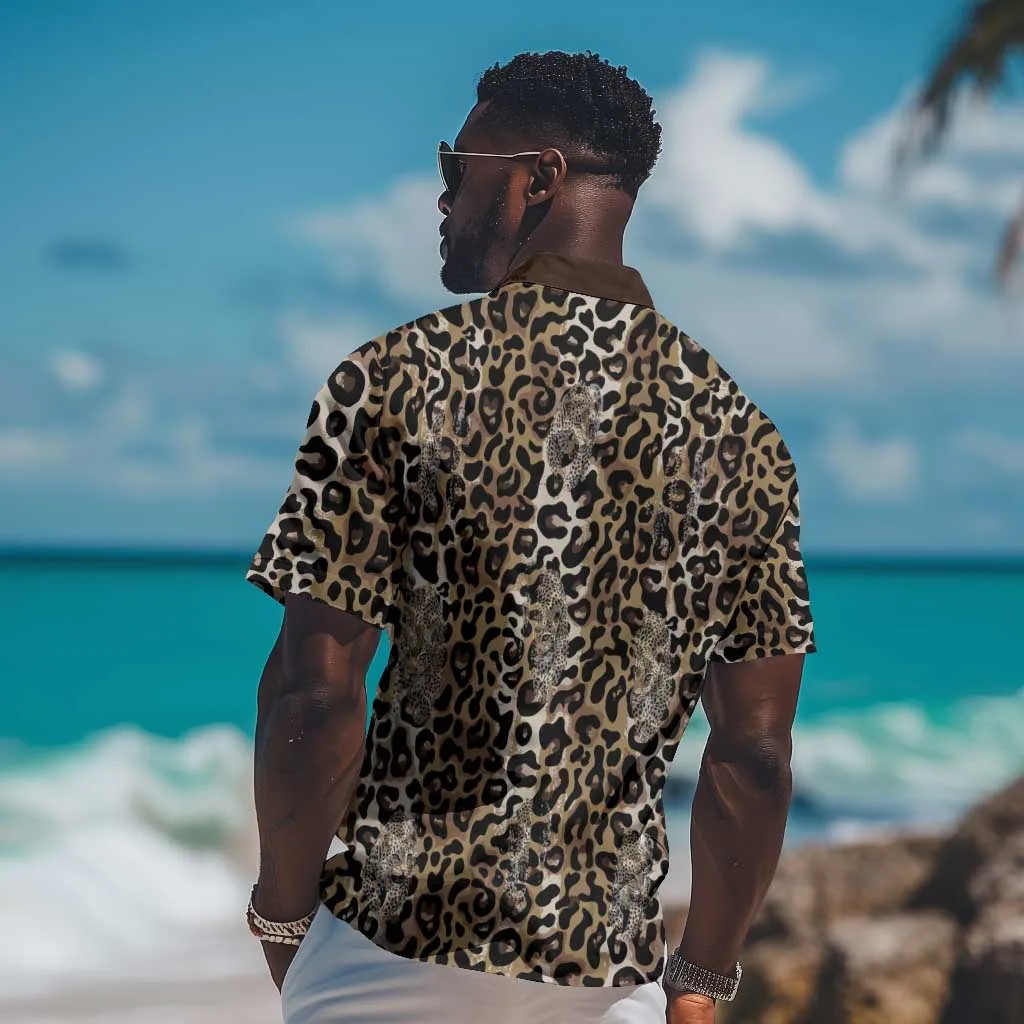 African Leopard Skin Pattern Hawaiian Shirt LT15