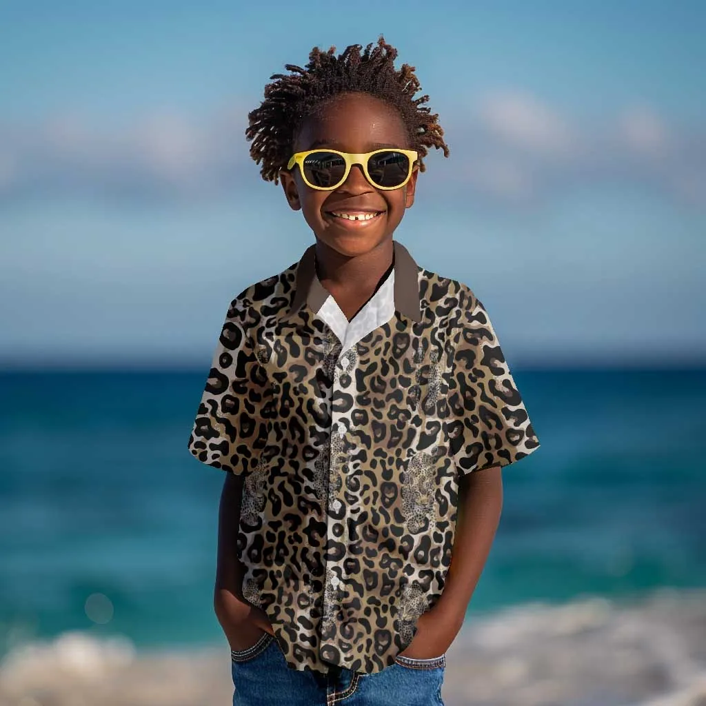African Leopard Skin Pattern Kid Hawaiian Shirt LT15