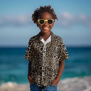 African Leopard Skin Pattern Kid Hawaiian Shirt LT15