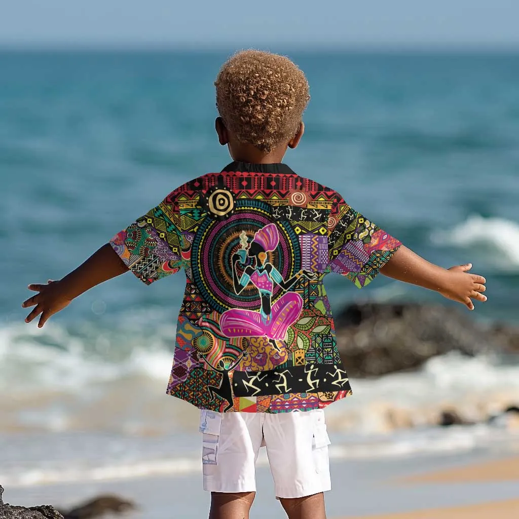 African Women Ethnic Motifs Kid Hawaiian Shirt LT9