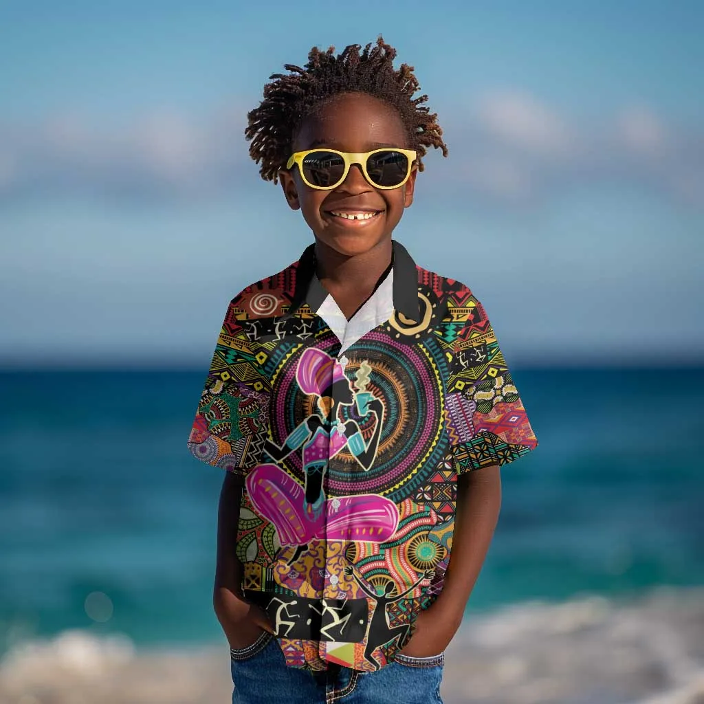 African Women Ethnic Motifs Kid Hawaiian Shirt LT9