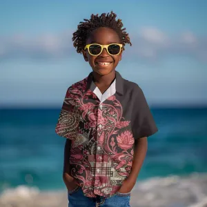 Afro Floral mix Maasai Shuka Kid Hawaiian Shirt Red Moitf LT9