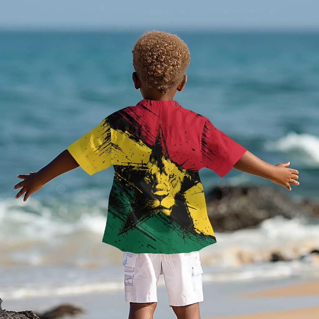 Afro Ghana Lion Kid Hawaiian Shirt Star Grunge Style TS04