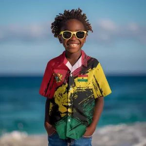 Afro Ghana Lion Kid Hawaiian Shirt Star Grunge Style TS04