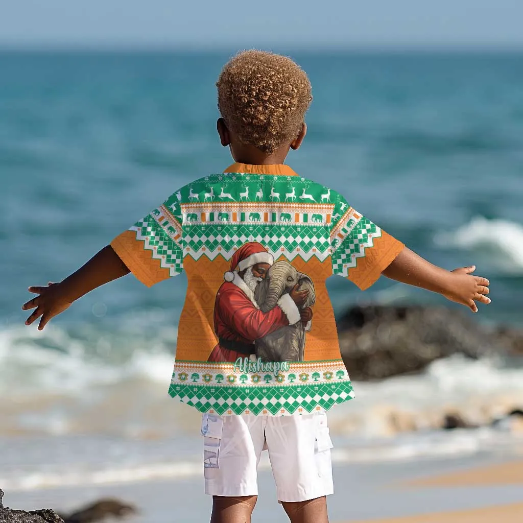 Afro Ivory Coast Christmas Kid Hawaiian Shirt Black Santa Afishapa - African Pattern LT15