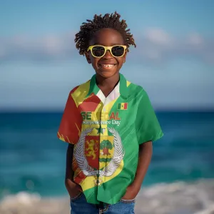 Afro Senegal Independence Day Kid Hawaiian Shirt Coat Of Arms Grunge Style LT14