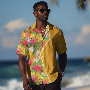 Afro Tropical Flowers Hawaiian Shirt Yellow Version LT18