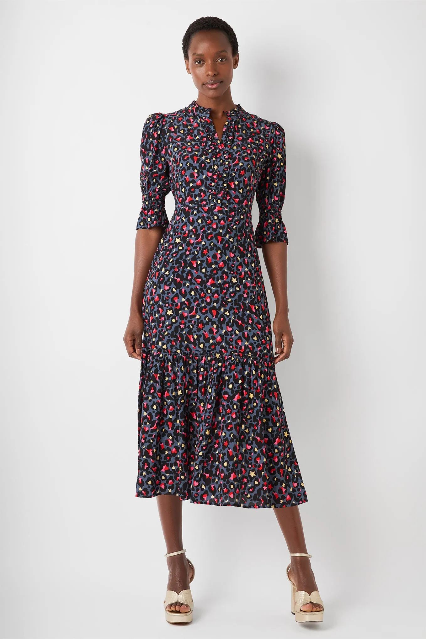 Aimee Leopard Dress - Slate Blue - Regular