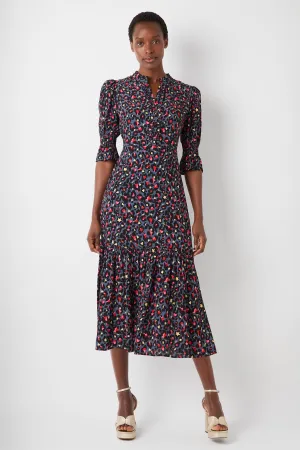 Aimee Leopard Dress - Slate Blue - Regular