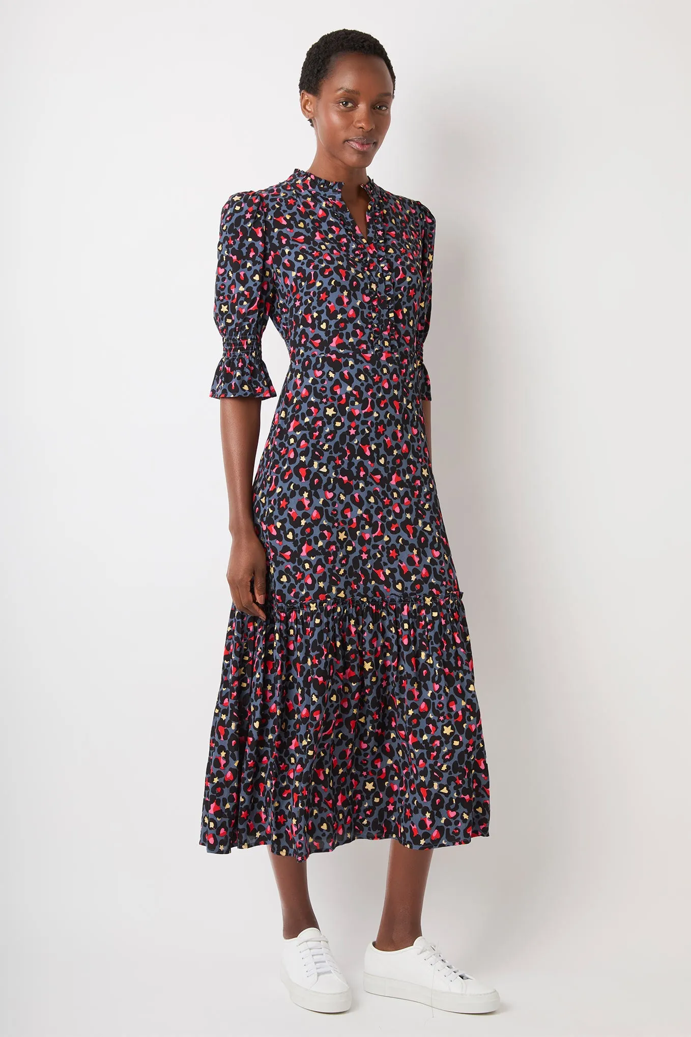 Aimee Leopard Dress - Slate Blue - Regular