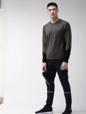Alcis Men Charcoal Grey Solid Training Sweatshirt
