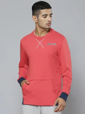 Alcis Men Red Navy Blue Colourblocked Sweatshirt