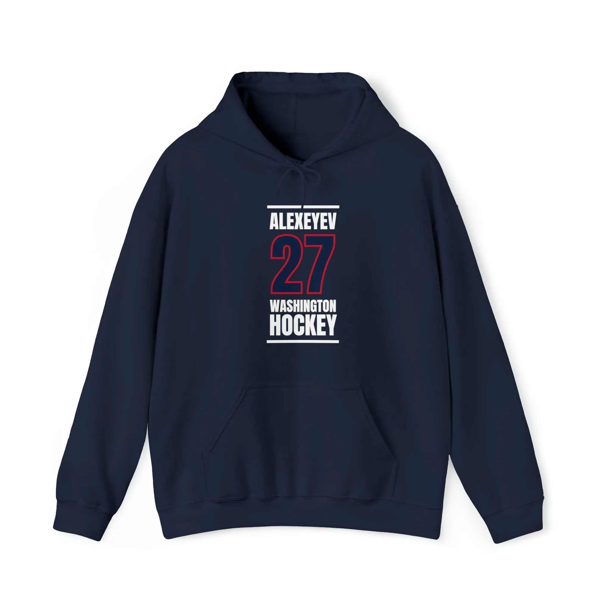 Alexeyev 27 Washington Hockey Navy Vertical Design Unisex Hooded Sweatshirt