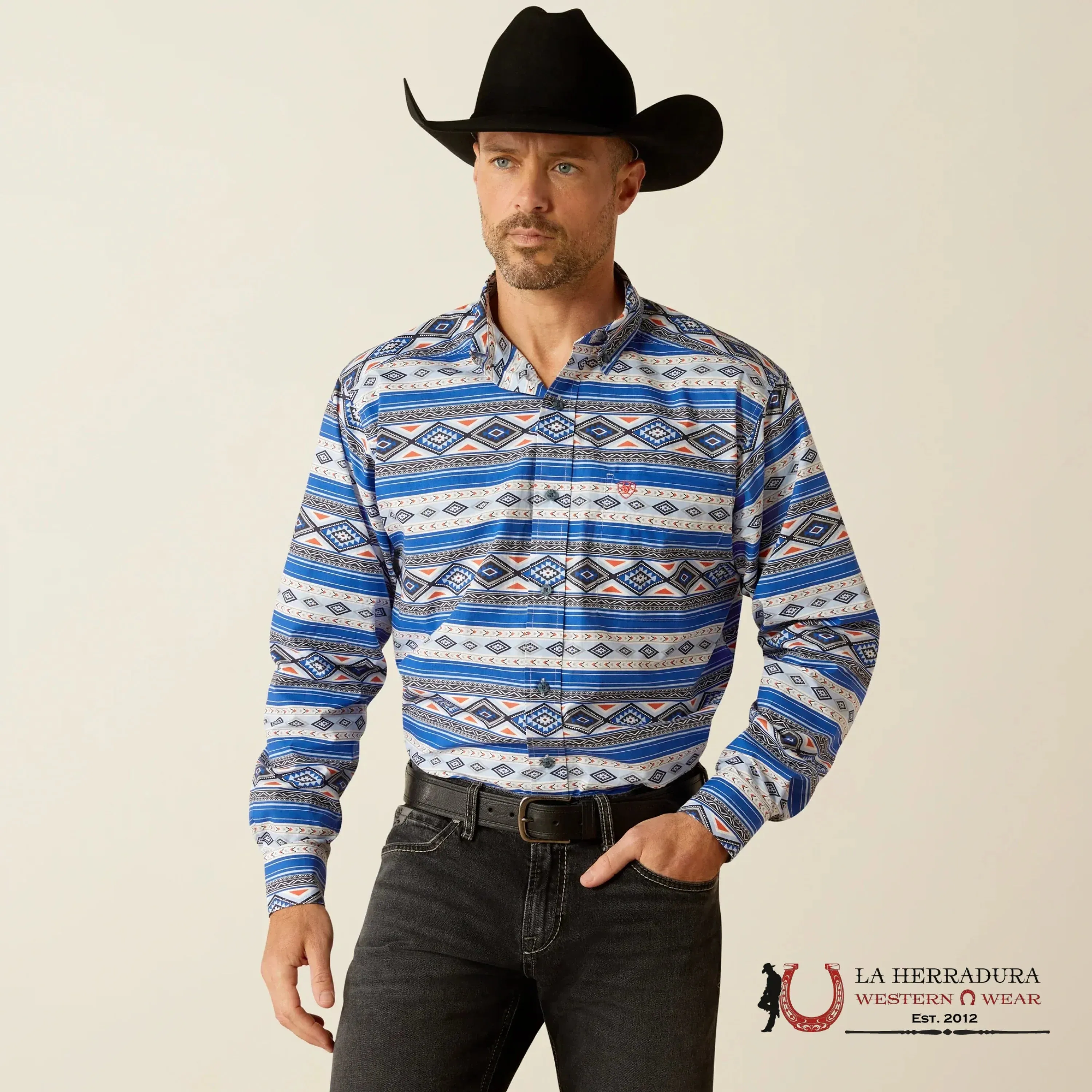 ARIAT CLASSIC  RYDER ROYAL BLUE LONG SLEEVE SHIRT